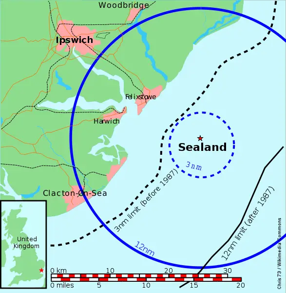 Map showing location of Sealand