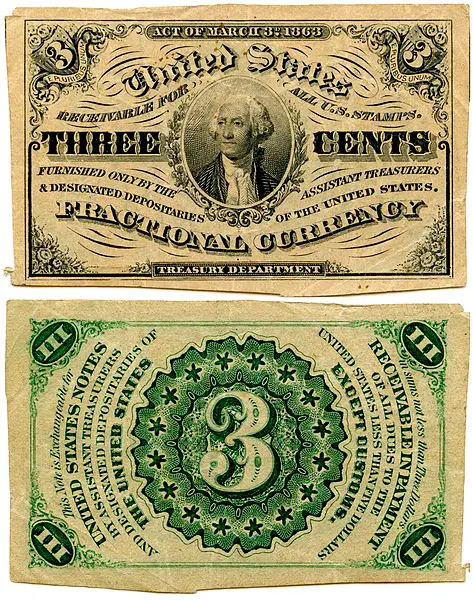 US Fractional Currency 3 Cent 1864