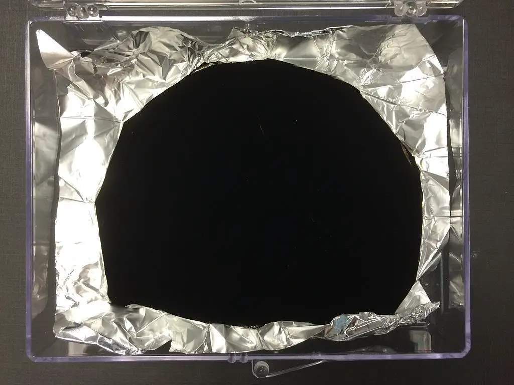 Picture of Vantablack, one of the darkest materials in the world.