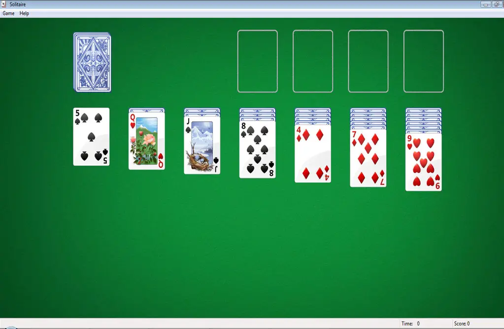 Screenshot of Microsoft solitaire
