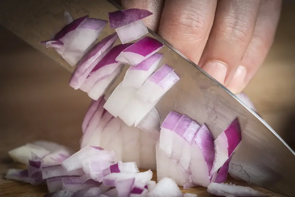 Onion being chopped