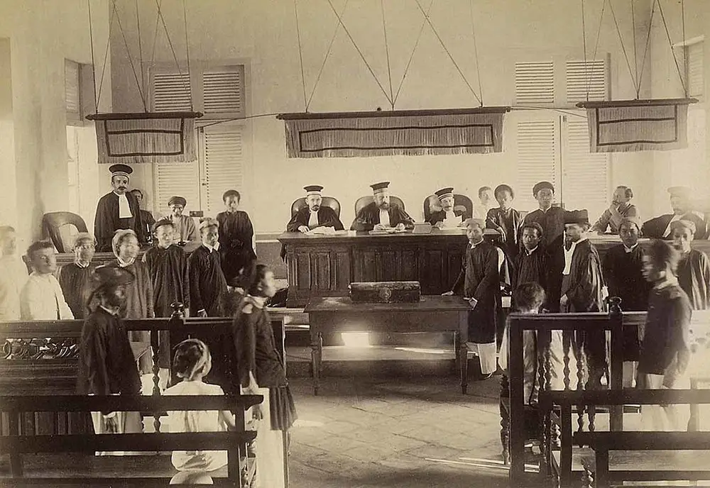 Punkah in a courtroom, circa 1885