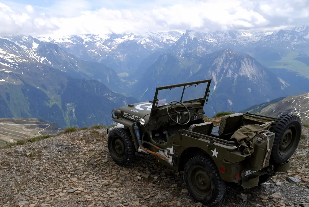 A Jeep on a mountain.