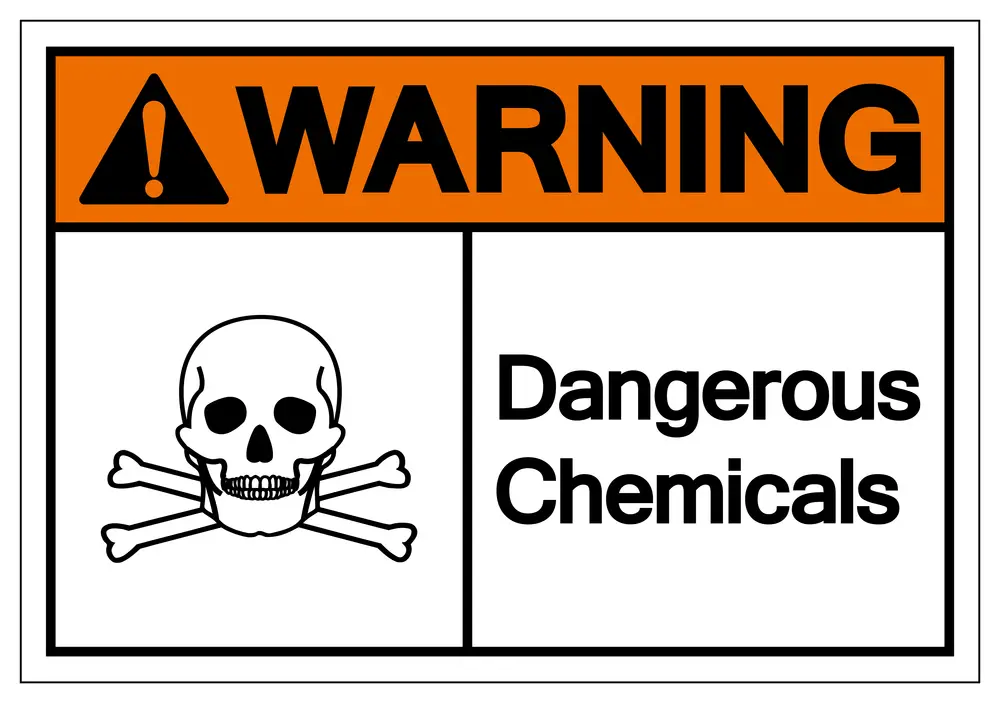 A warning sign for dangerous and explosive chemicals.