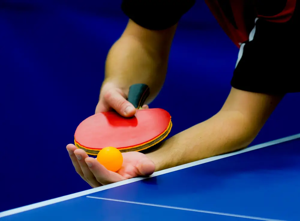 Close up service on table tennis