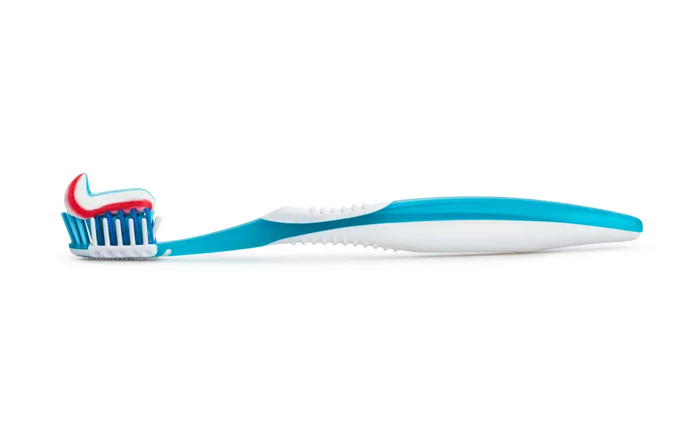 toothpaste on a  toothbrush.
